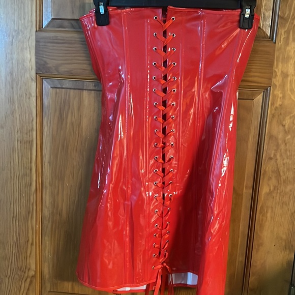 New Alivila Y Fashion Faux Leather Corset Party Dress Red L Unique - Picture 2 of 2